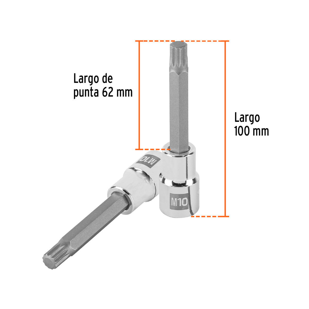 Dado punta larga bristol M10, cuadro 1/2', TRUPER, Truper, SKU 101301 — vista 4