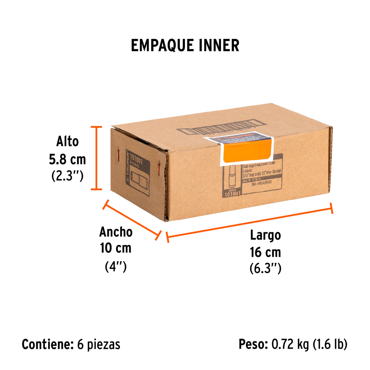 Dado largo de 5/16' 12 puntas, cuadro 1/2', TRUPER, Truper, SKU 101001 — vista 6