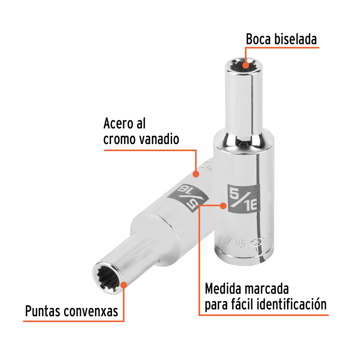 Dado largo de 5/16' 12 puntas, cuadro 1/2', TRUPER, Truper, SKU 101001 — vista 3