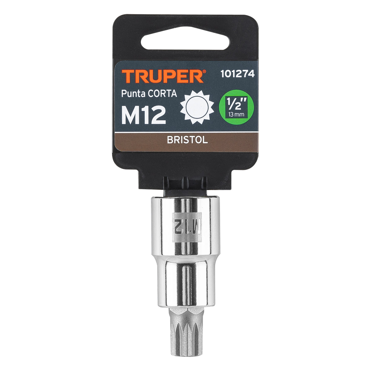 Dado punta corta bristol M12, cuadro 1/2', TRUPER, Truper, SKU 101274 — vista 2