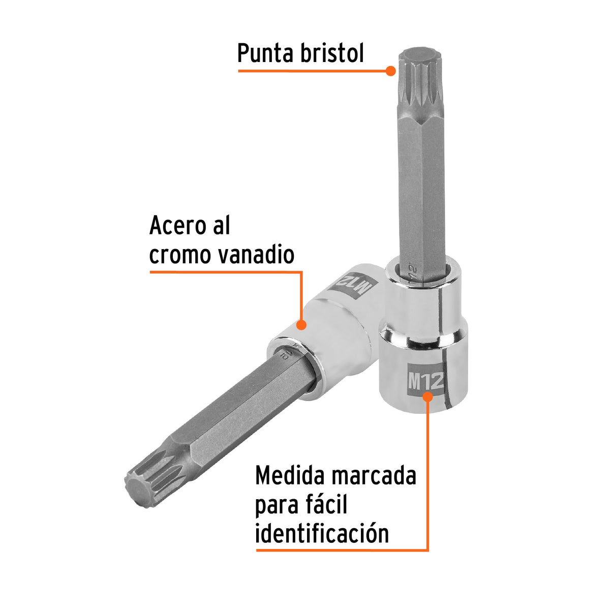 Dado punta larga bristol M12, cuadro 1/2', TRUPER, Truper, SKU 101302 — vista 3