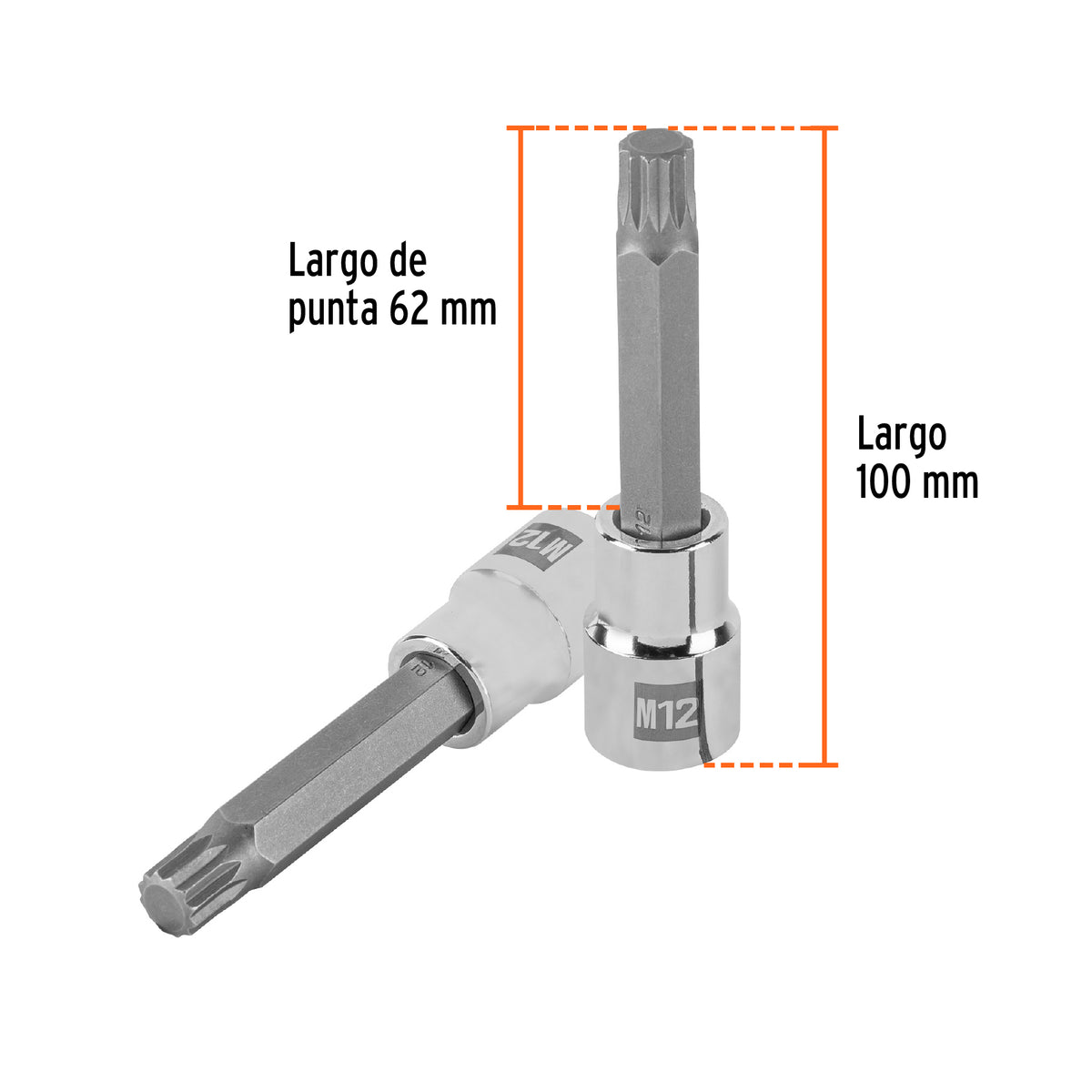 Dado punta larga bristol M12, cuadro 1/2', TRUPER, Truper, SKU 101302 — vista 4
