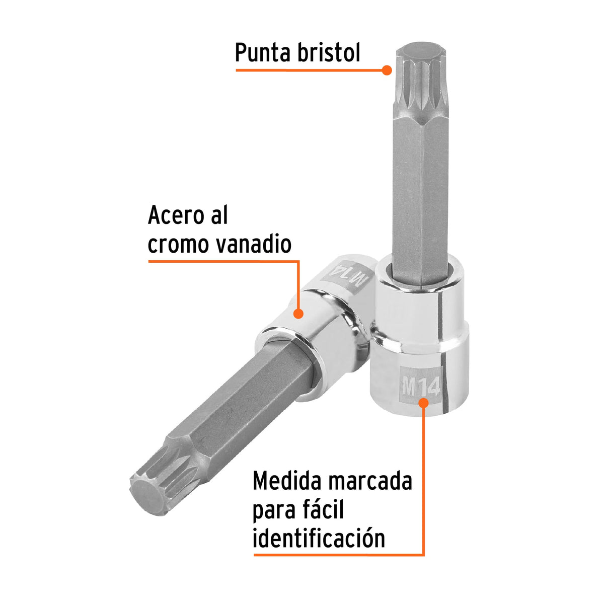 Dado punta larga bristol M14, cuadro 1/2', TRUPER, Truper, SKU 101303 — vista 3