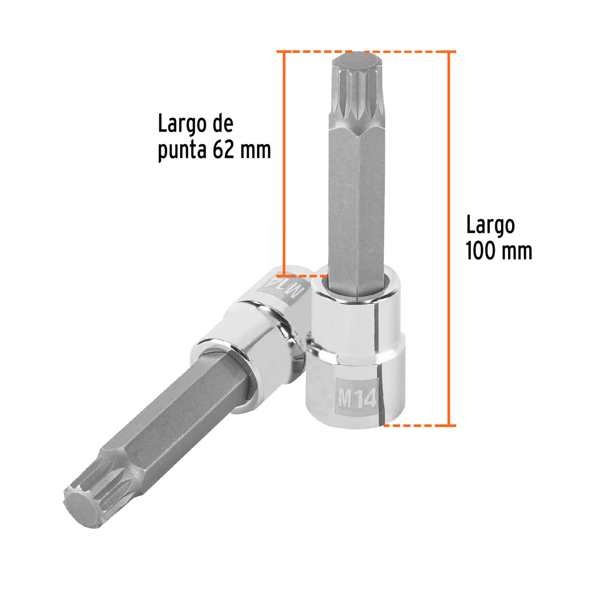 Dado punta larga bristol M14, cuadro 1/2', TRUPER, Truper, SKU 101303 — vista 4
