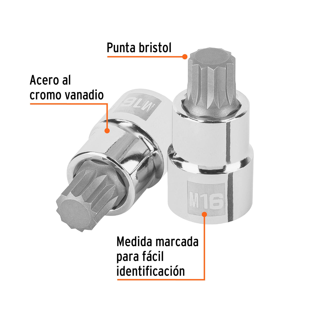 Dado punta corta bristol M16, cuadro 1/2', TRUPER, Truper, SKU 101247 — vista 3