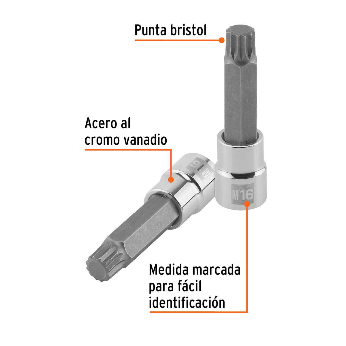 Dado punta larga bristol M16, cuadro 1/2', TRUPER, Truper, SKU 101304 — vista 3
