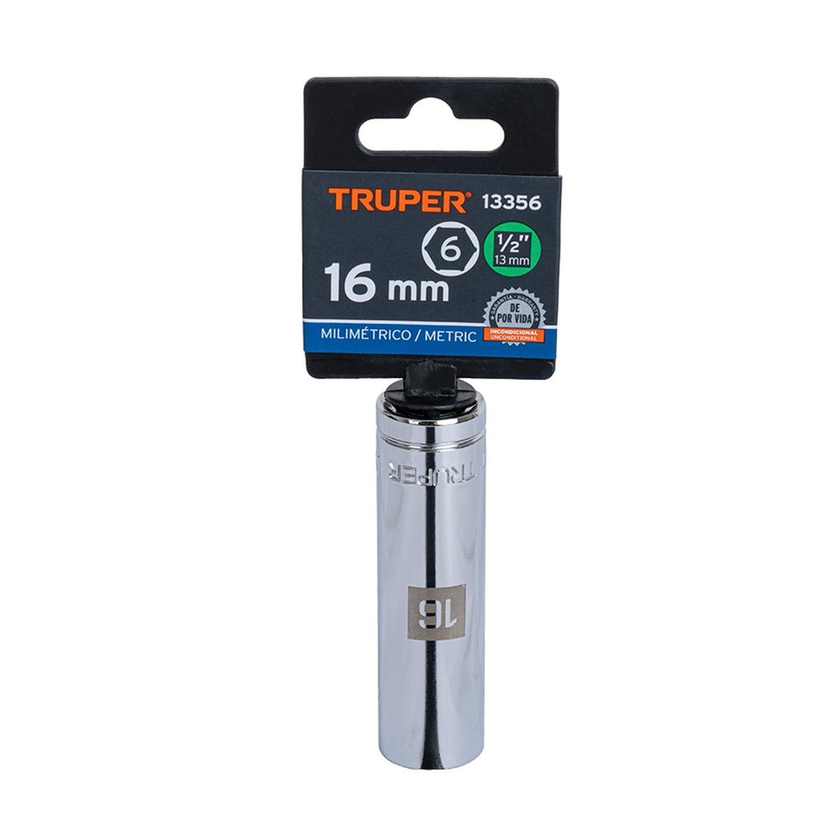 Dado largo de 16 mm 6 puntas cuadro 1/2' TRUPER — foto oficial 2