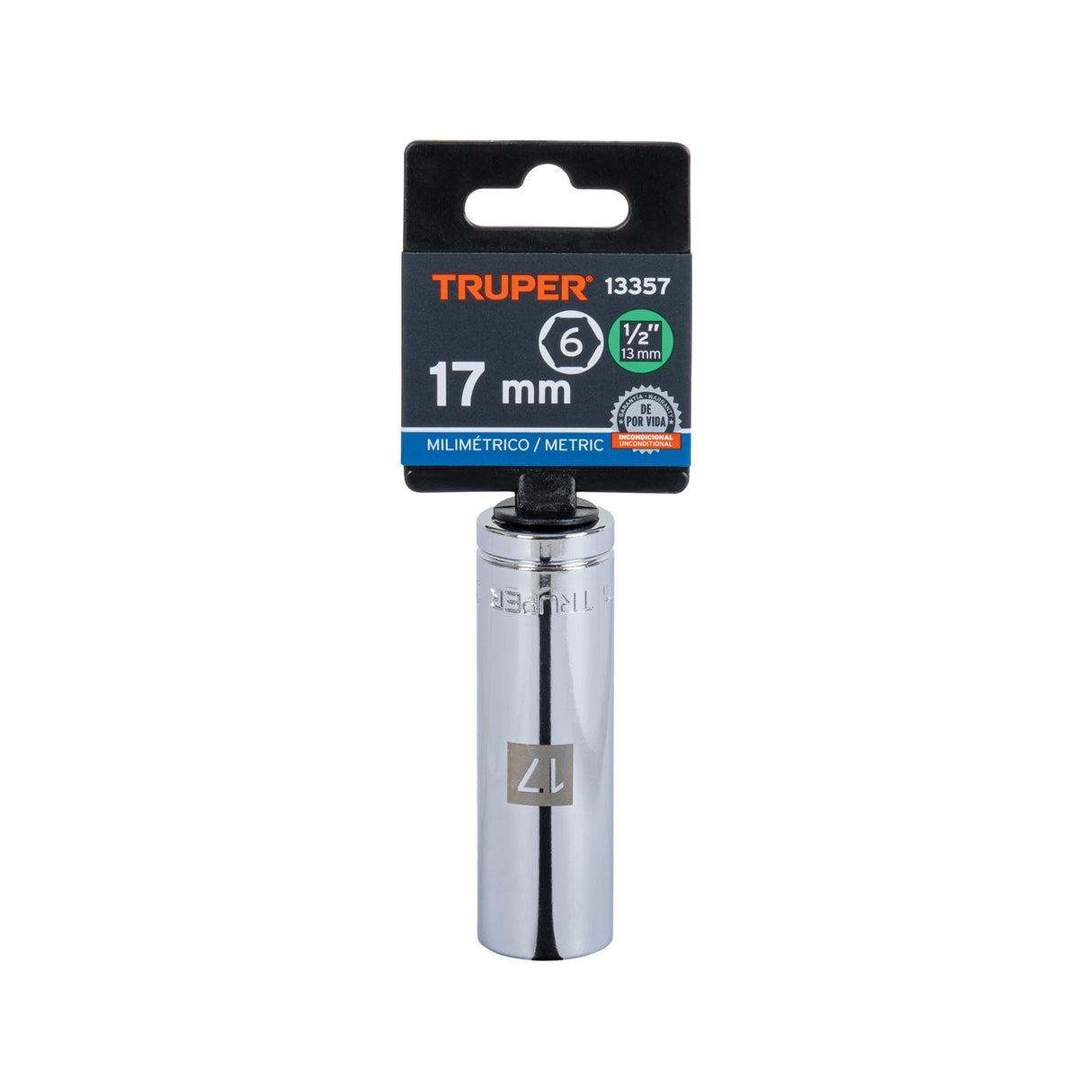 Dado largo de 17 mm 6 puntas cuadro 1/2' TRUPER — foto oficial 2