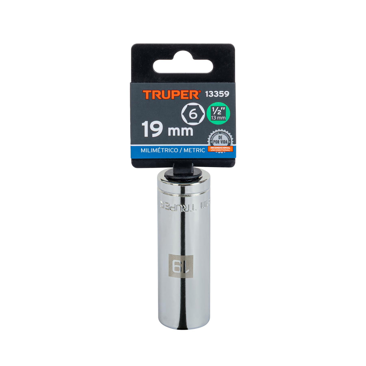 Dado largo de 19 mm 6 puntas cuadro 1/2' TRUPER — foto oficial 2
