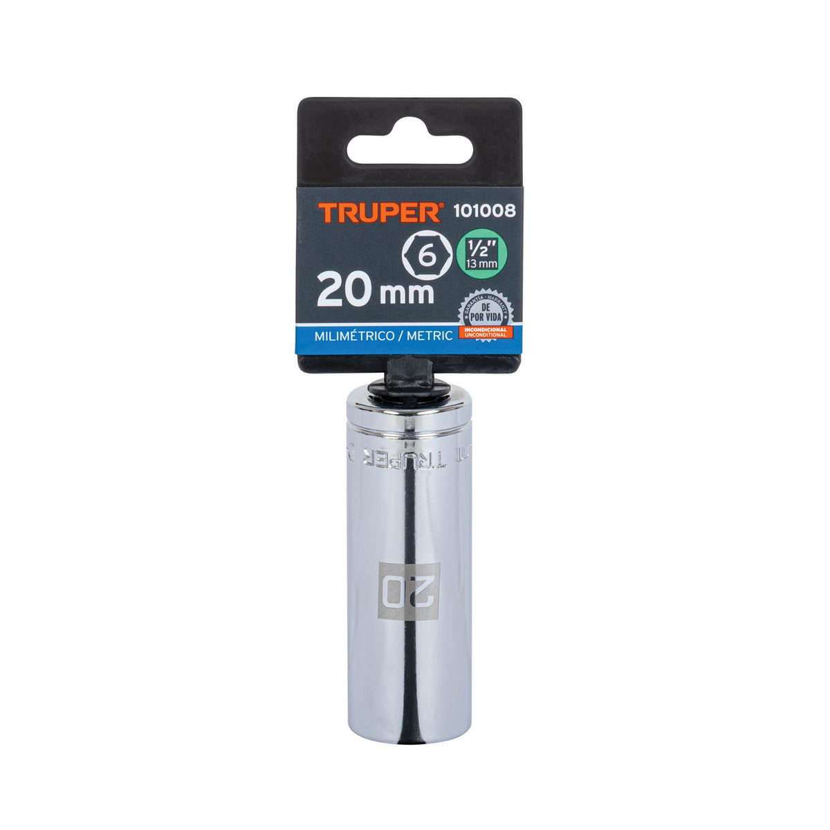 Dado largo de 20 mm, 6 puntas, cuadro 1/2', TRUPER, Truper, SKU 101008 — vista 2