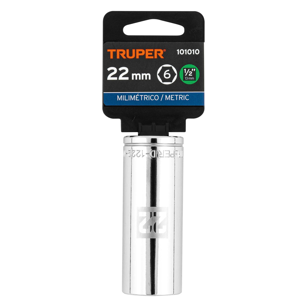 Dado largo de 22 mm, 6 puntas, cuadro 1/2', TRUPER, Truper, SKU 101010 — vista 2