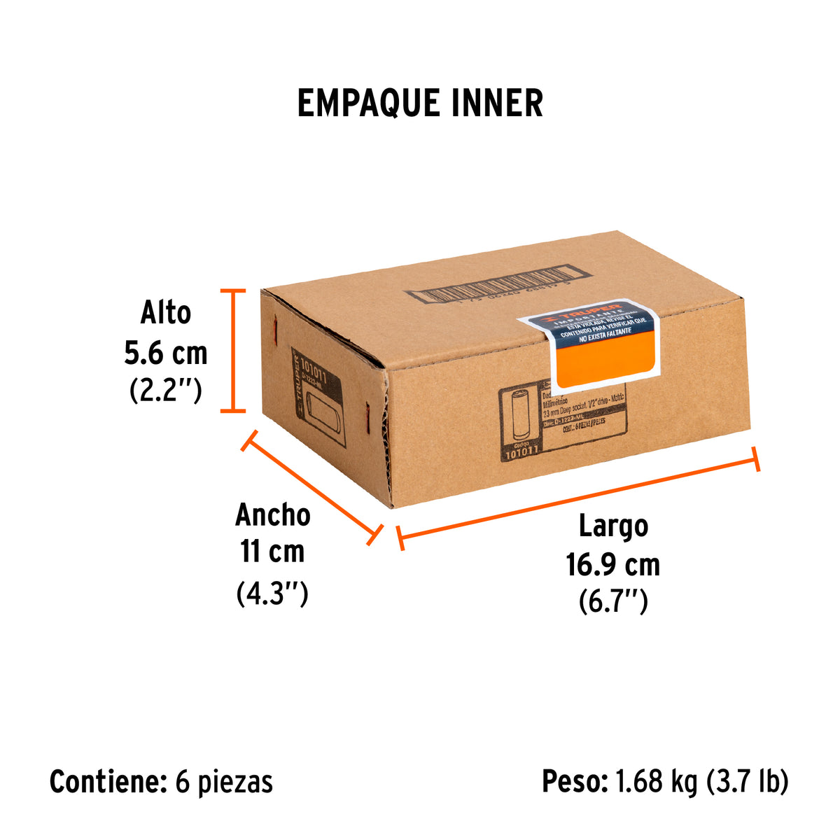 Dado largo de 23 mm, 6 puntas, cuadro 1/2', TRUPER, Truper, SKU 101011 — vista 6