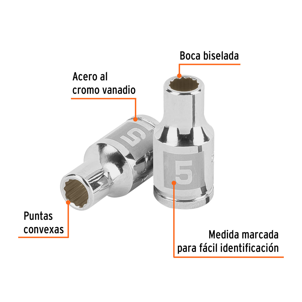 Dado de 5 mm, 12 puntas, cuadro 1/4', TRUPER, Truper, SKU 100974 — vista 3