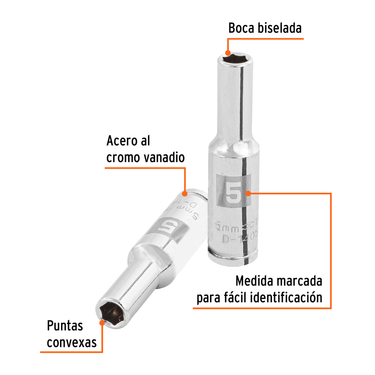 Dado largo de 5 mm, 6 puntas, cuadro 1/4', TRUPER, Truper, SKU 100969 — vista 3
