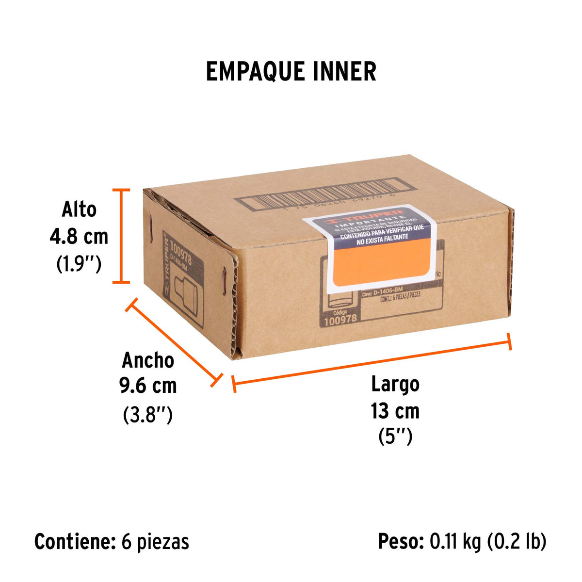 Dado de 6 mm, 12 puntas, cuadro 1/4', TRUPER, Truper, SKU 100978 — vista 6