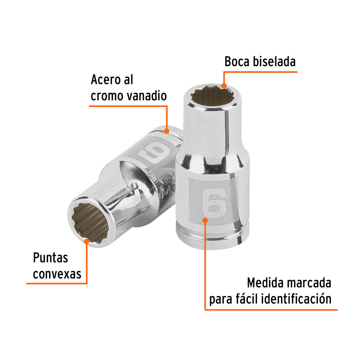 Dado de 6 mm, 12 puntas, cuadro 1/4', TRUPER, Truper, SKU 100978 — vista 3