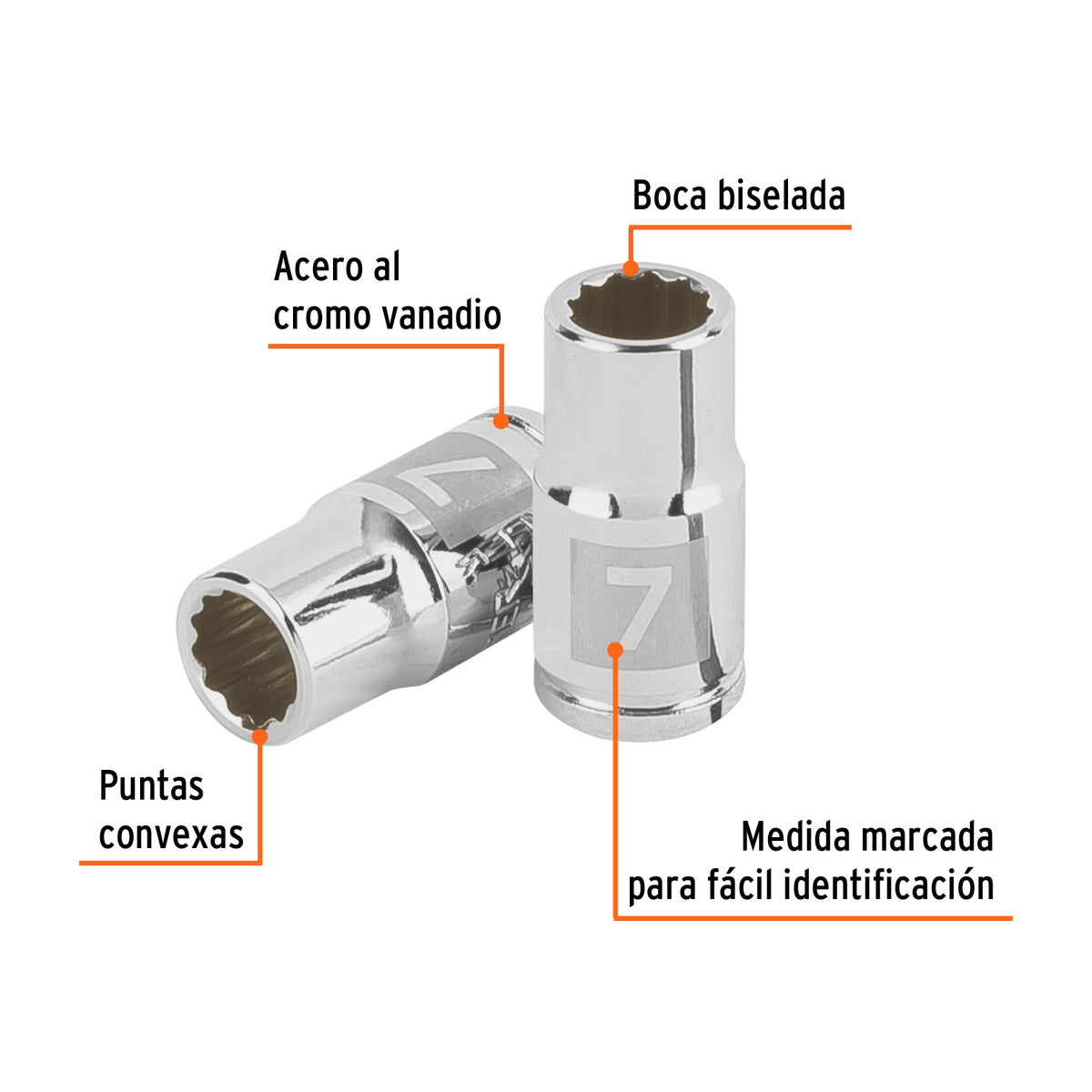 Dado de 7 mm, 12 puntas, cuadro 1/4', TRUPER, Truper, SKU 100979 — vista 3