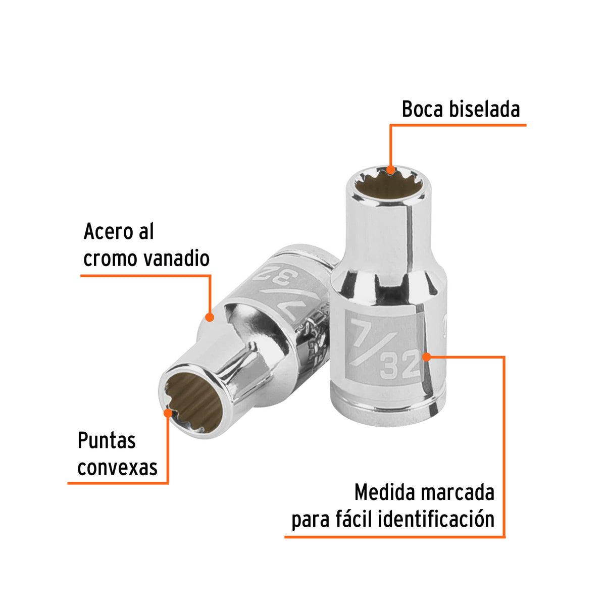 Dado de 7/32', 12 puntas, cuadro 1/4', TRUPER, Truper, SKU 100874 — vista 3