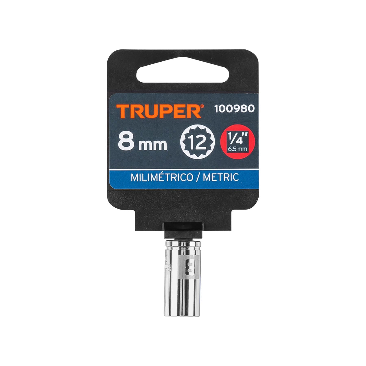 Dado de 8 mm, 12 puntas, cuadro 1/4', TRUPER, Truper, SKU 100980 — vista 2