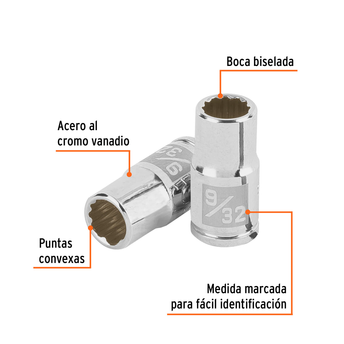 Dado de 9/32', 12 puntas, cuadro 1/4', TRUPER, Truper, SKU 100876 — vista 3