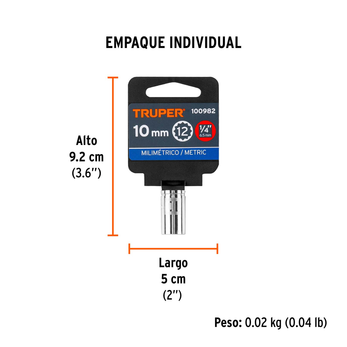 Dado de 10 mm, 12 puntas, cuadro 1/4', TRUPER, Truper, SKU 100982 — vista 5