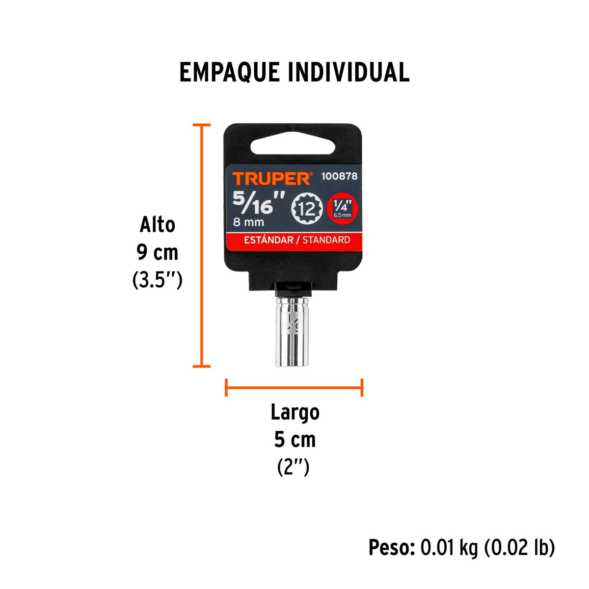 Dado de 5/16', 12 puntas, cuadro 1/4', TRUPER, Truper, SKU 100878 — vista 5