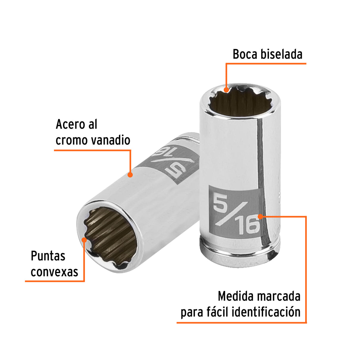 Dado de 5/16', 12 puntas, cuadro 1/4', TRUPER, Truper, SKU 100878 — vista 3