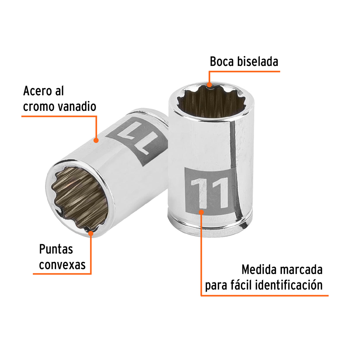 Dado de 11 mm, 12 puntas, cuadro 1/4', TRUPER, Truper, SKU 100984 — vista 3