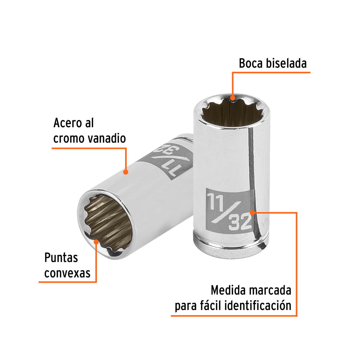 Dado de 11/32', 12 puntas, cuadro 1/4', TRUPER, Truper, SKU 100879 — vista 3