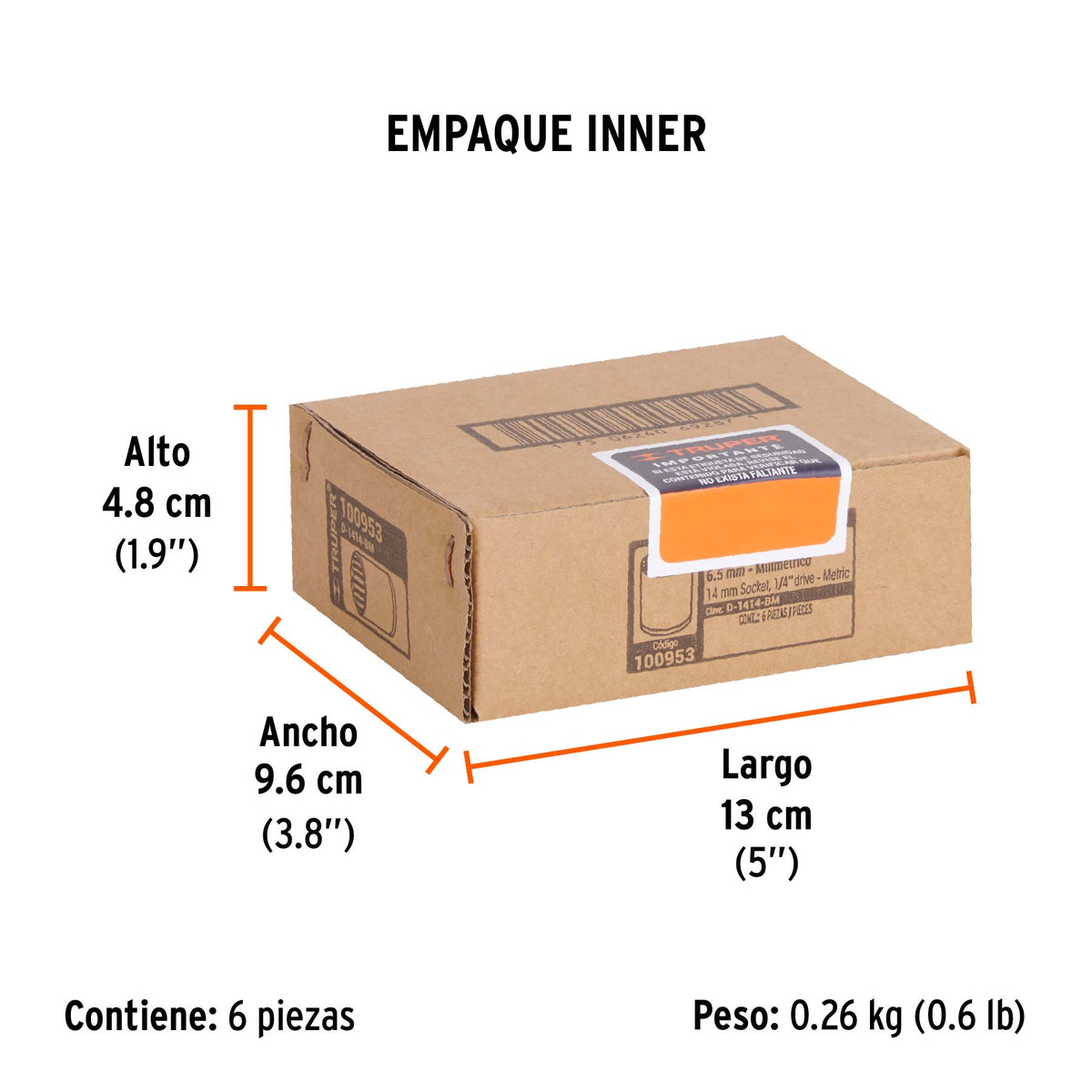 Dado de 14 mm, 12 puntas, cuadro 1/4', TRUPER, Truper, SKU 100953 — vista 6