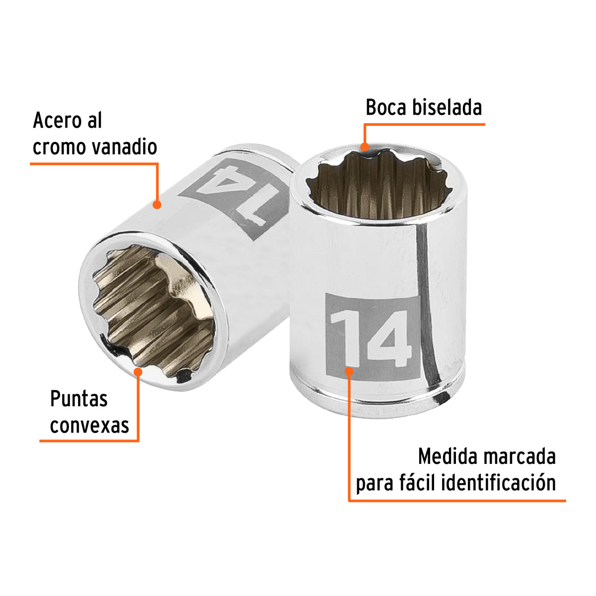 Dado de 14 mm, 12 puntas, cuadro 1/4', TRUPER, Truper, SKU 100953 — vista 3