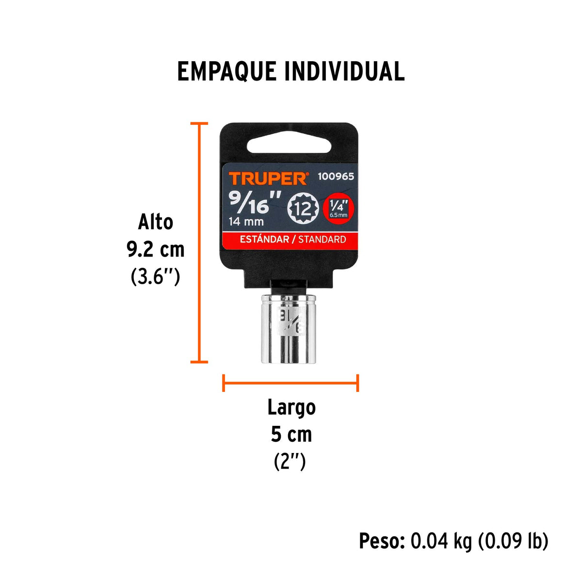 Dado de 9/16', 12 puntas, cuadro 1/4', TRUPER, Truper, SKU 100965 — vista 5