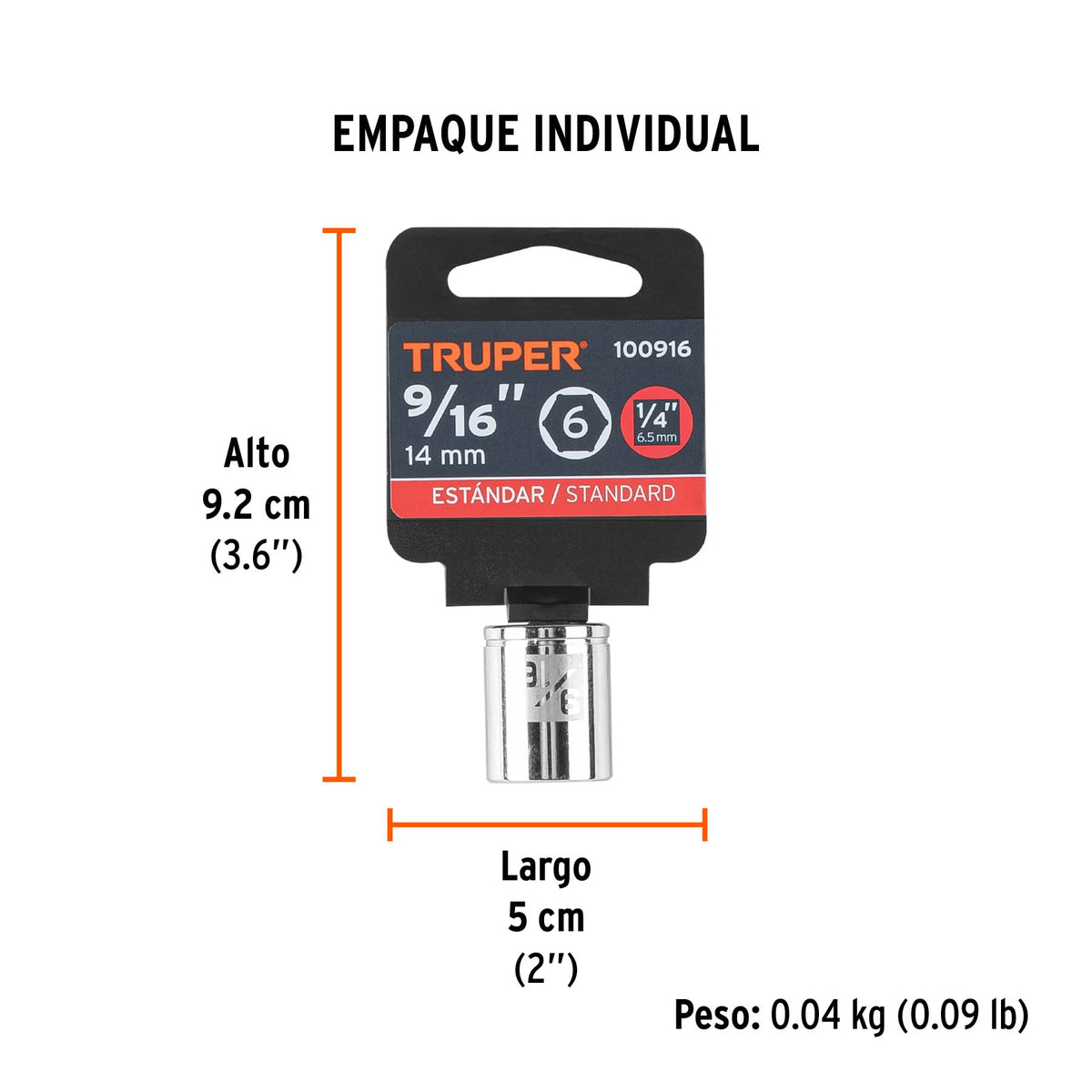 Dado de 9/16', 6 puntas, cuadro 1/4', TRUPER, Truper, SKU 100916 — vista 5