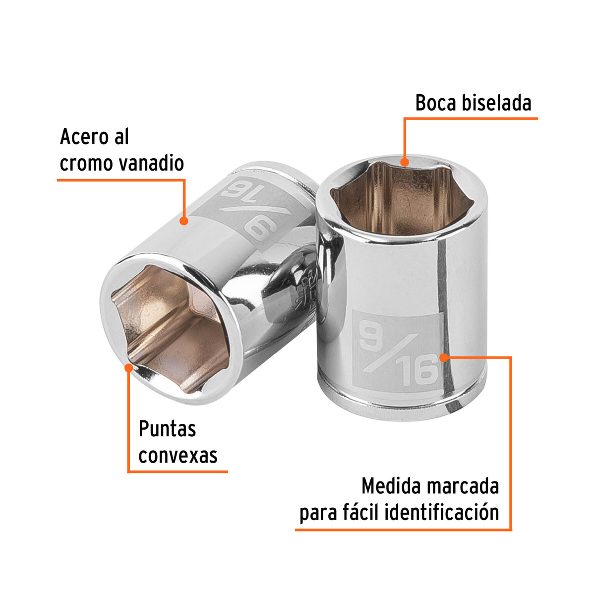 Dado de 9/16', 6 puntas, cuadro 1/4', TRUPER, Truper, SKU 100916 — vista 3