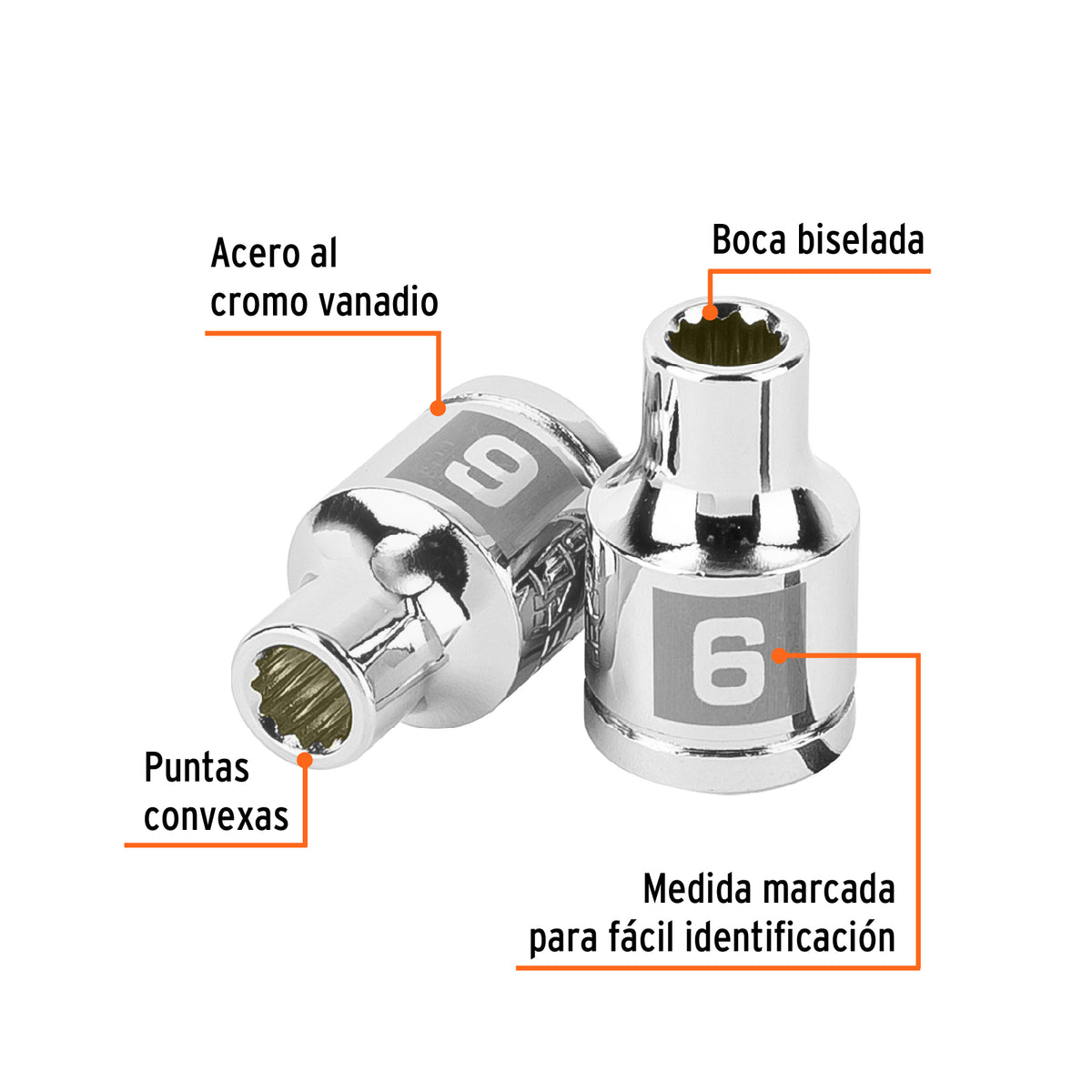 Dado de 6 mm, 12 puntas, cuadro 3/8', TRUPER, Truper, SKU 100996 — vista 3
