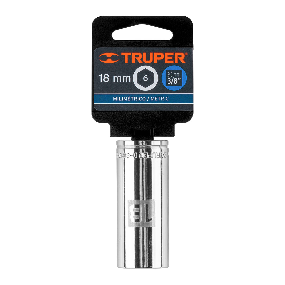 Dado largo de 18 mm 6 puntas cuadro 3/8' TRUPER — foto oficial 2