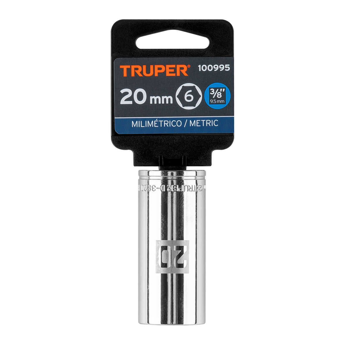 Dado largo de 20 mm, 6 puntas, cuadro 3/8', TRUPER, Truper, SKU 100995 — vista 2