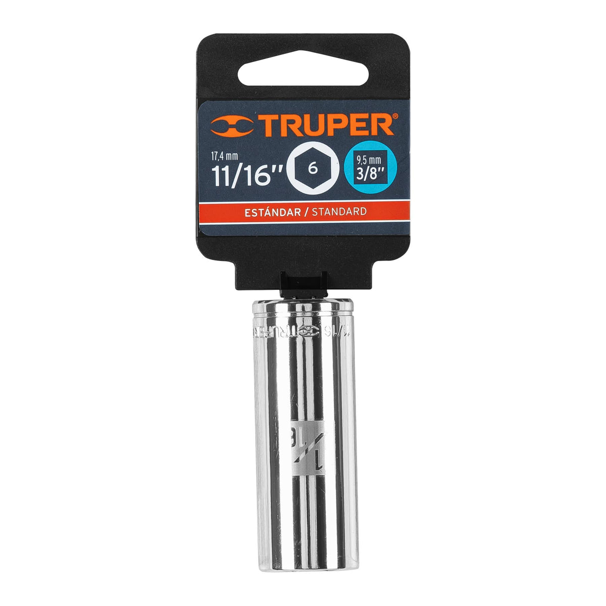 Dado largo de 11/16' 6 puntas cuadro 3/8' TRUPER — foto oficial 2