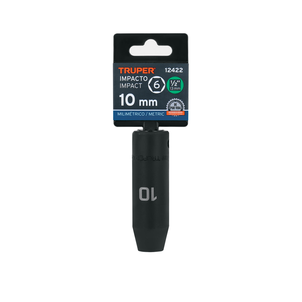 Dado largo cuadro 1/2' de impacto 6 puntas de 10 mm, TRUPER — foto oficial 2
