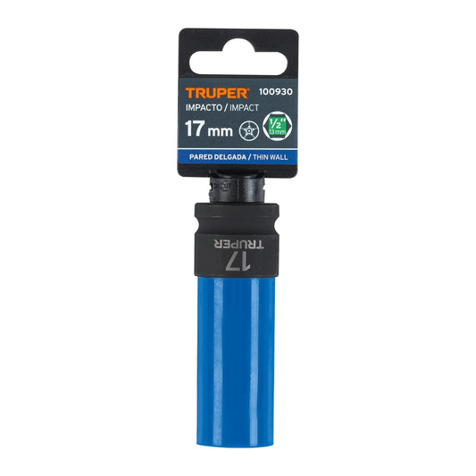DADO LARGO IMPACTO CON PROTECCIÓN PLÁSTICA 17MM 6 PUNTAS CUADRO 1/2 TRUPER 100930 D-7317-MLPD