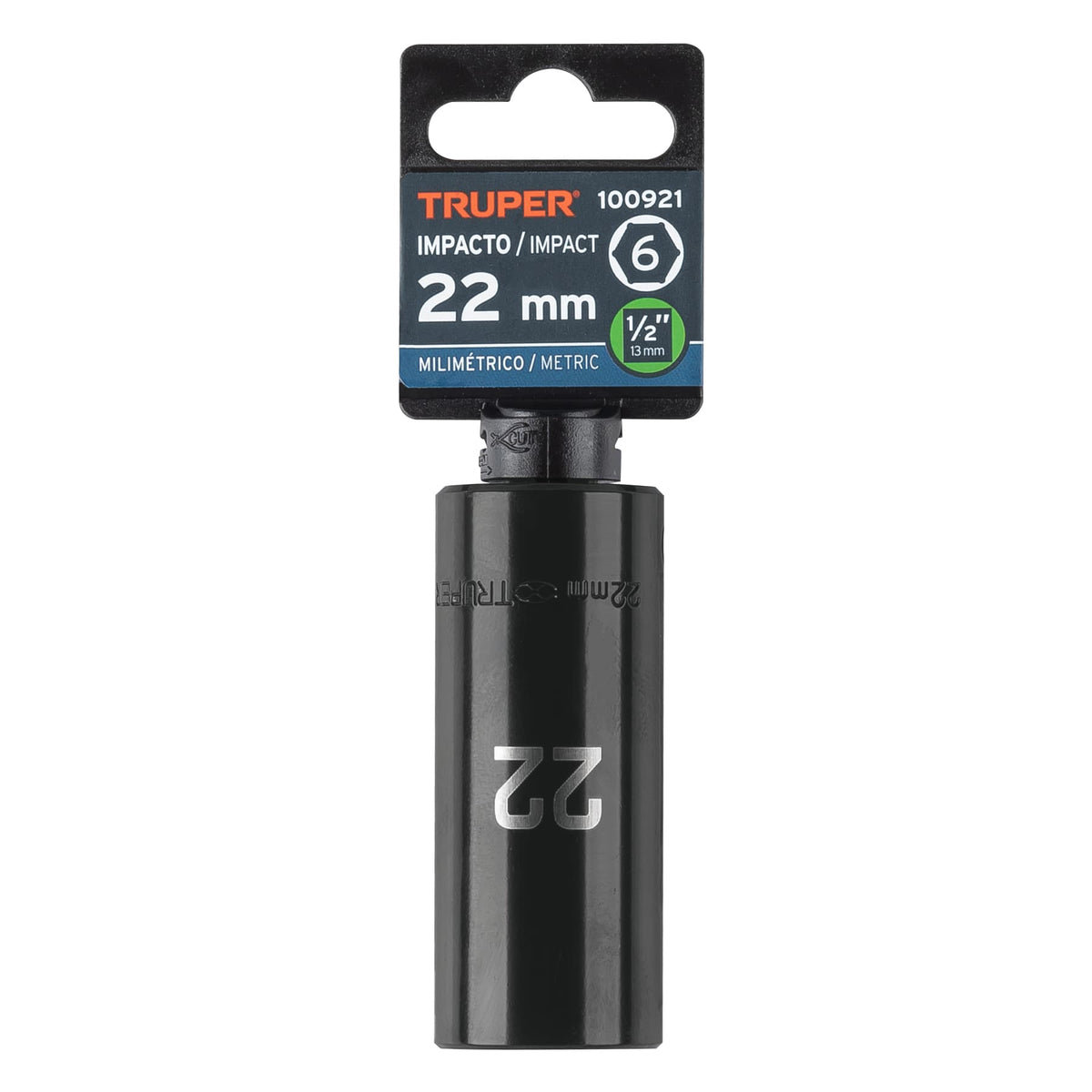 Dado largo impacto de 22 mm, 6 puntas, cuadro 1/2', TRUPER, Truper, SKU 100921 — vista 2