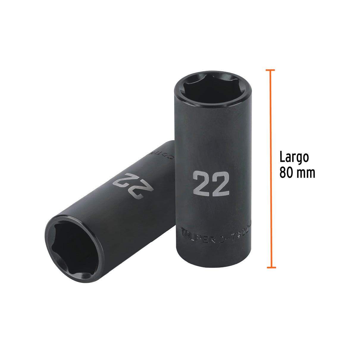 Dado largo impacto de 22 mm, 6 puntas, cuadro 1/2', TRUPER, Truper, SKU 100921 — vista 4