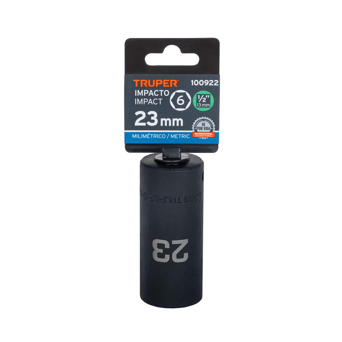 Dado largo impacto de 23 mm, 6 puntas, cuadro 1/2', TRUPER, Truper, SKU 100922 — vista 2