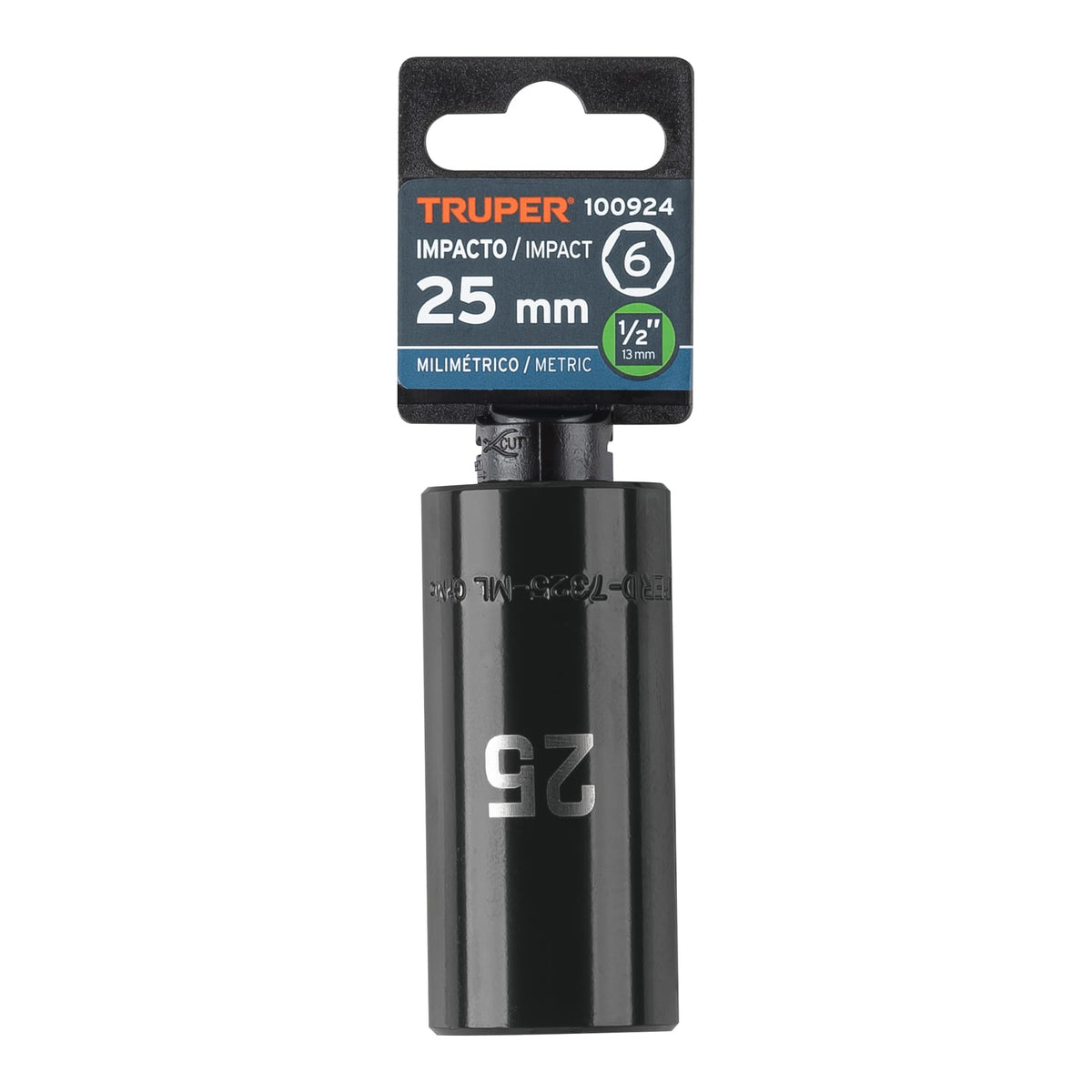 Dado largo impacto de 25 mm, 6 puntas, cuadro 1/2', TRUPER, Truper, SKU 100924 — vista 2