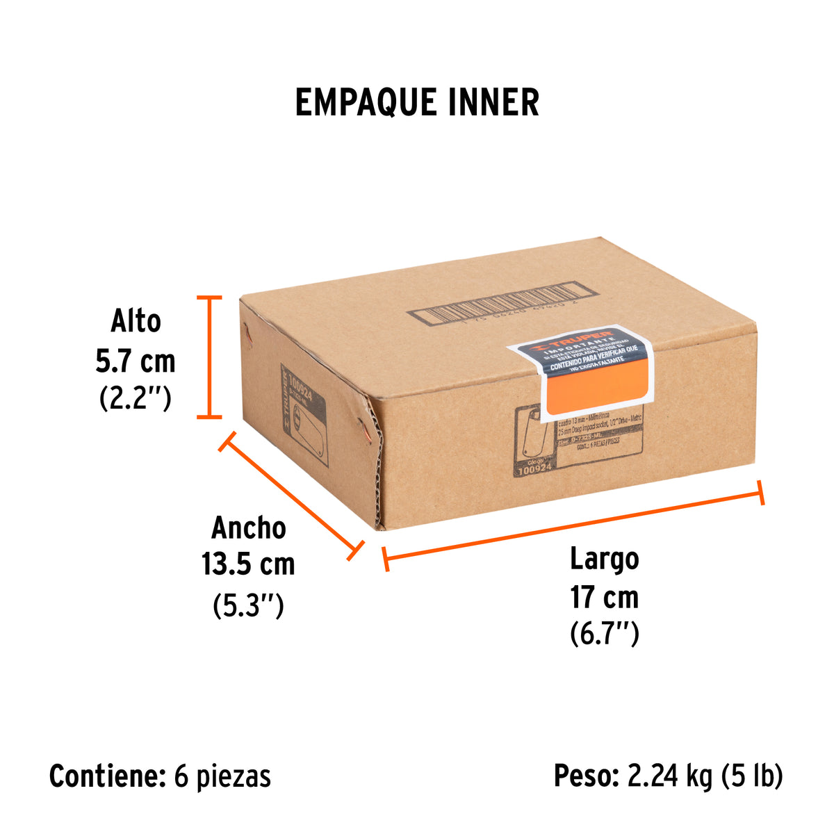 Dado largo impacto de 25 mm, 6 puntas, cuadro 1/2', TRUPER, Truper, SKU 100924 — vista 6