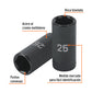 Dado largo impacto de 25 mm, 6 puntas, cuadro 1/2', TRUPER, Truper, SKU 100924 — vista 3