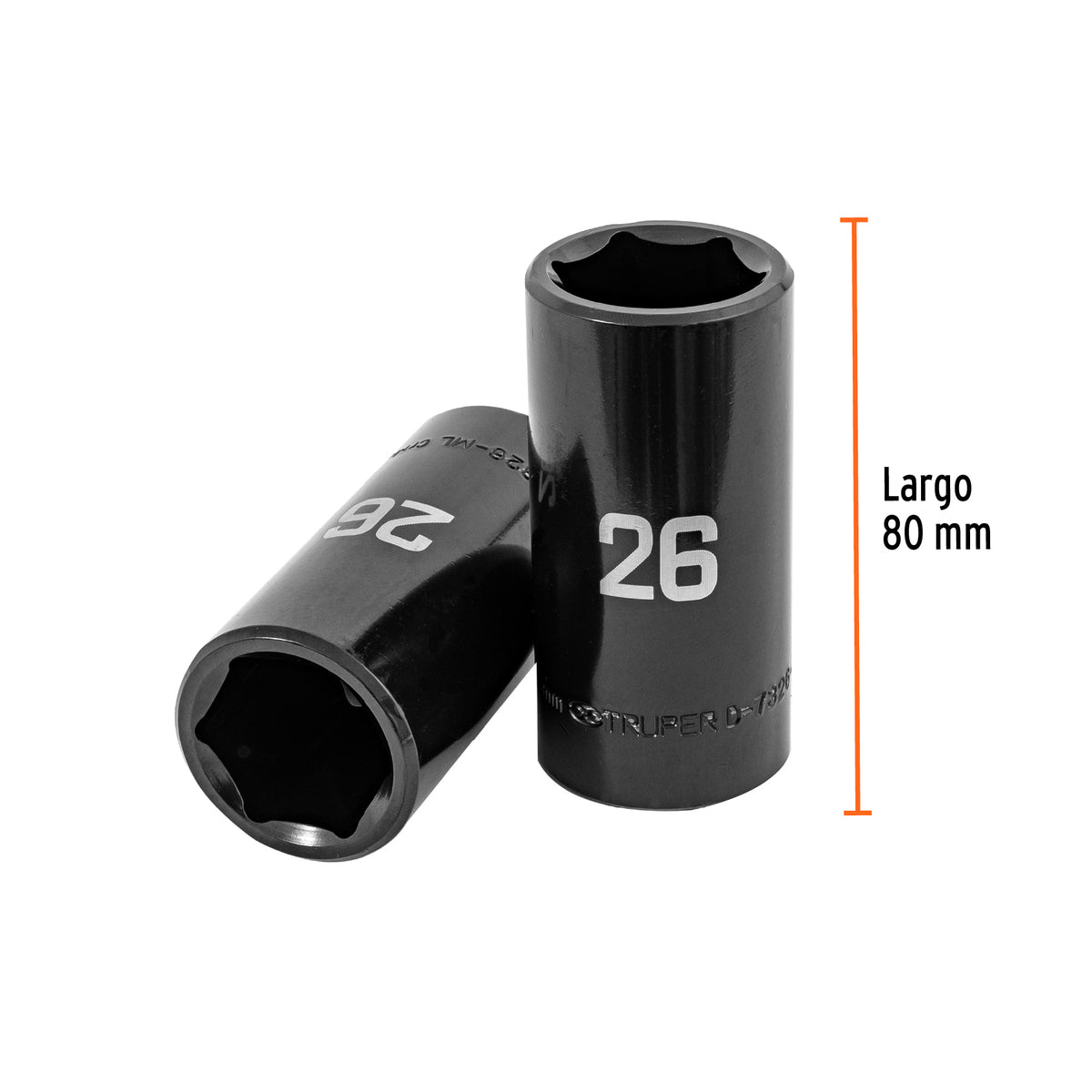 Dado largo impacto de 26 mm, 6 puntas, cuadro 1/2', TRUPER, Truper, SKU 100925 — vista 4