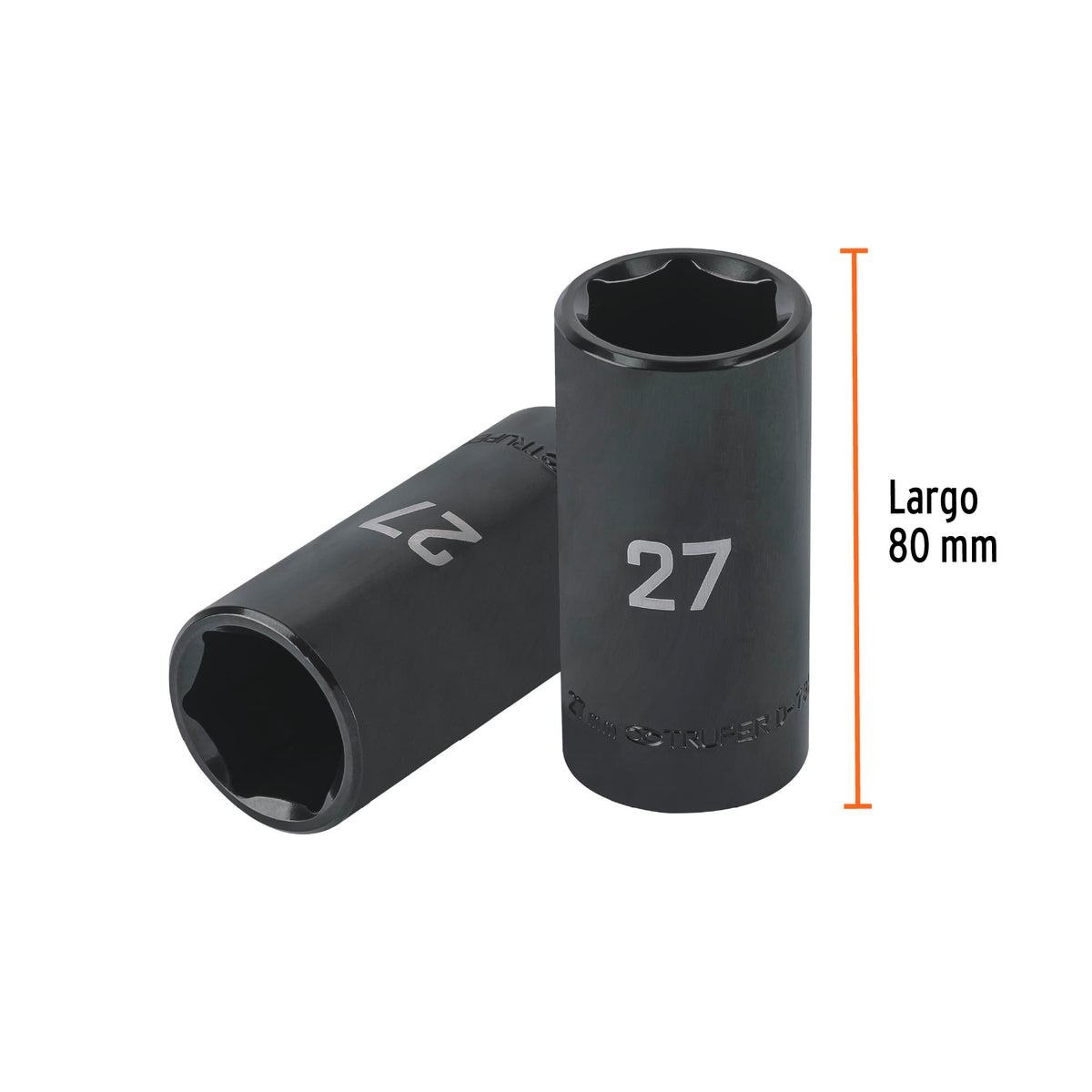 Dado largo impacto de 27 mm, 6 puntas, cuadro 1/2', TRUPER, Truper, SKU 100926 — vista 4