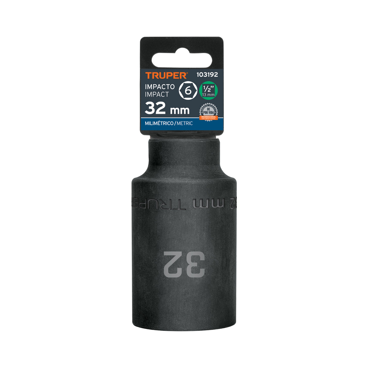 Dado largo impacto de 32 mm, 6 puntas, cuadro 1/2', TRUPER, Truper, SKU 103192 — vista 2