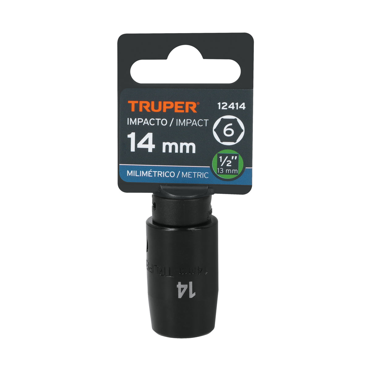Dado cuadro 1/2' de impacto 6 puntas de 14 mm, TRUPER — foto oficial 2